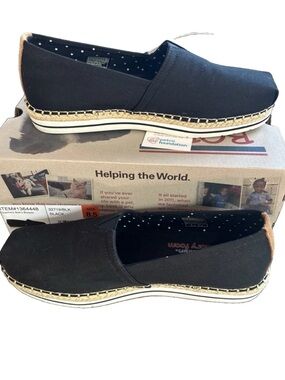 Skechers Black Slip-On Espadrille Flats Size 9.5